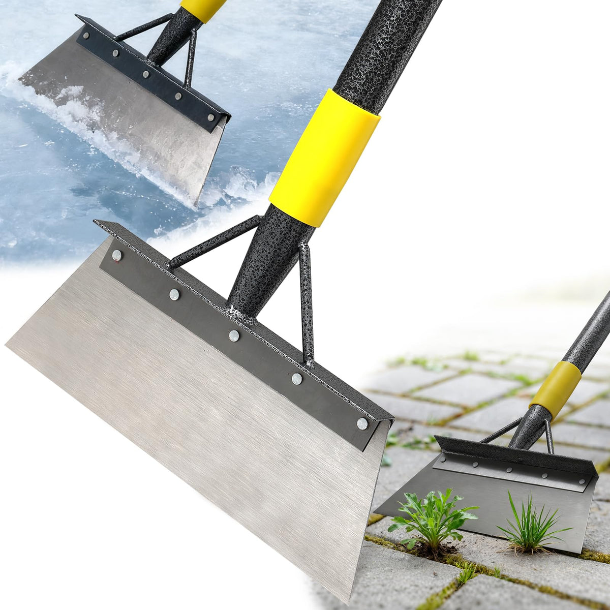PoPoHoser floor scraper long handle 60in ready for back-friendly snow and ice removal