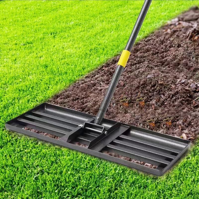 PoPoHoser Lawn Leveling Rake curved edge for smooth glides on turf