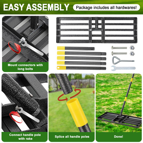 PoPoHoser Leveling rake suits gardens, yards, golf courses, and pastures
