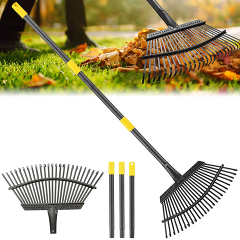 PoPoHoser rake head shows 18-inch width for efficient lawn clearing