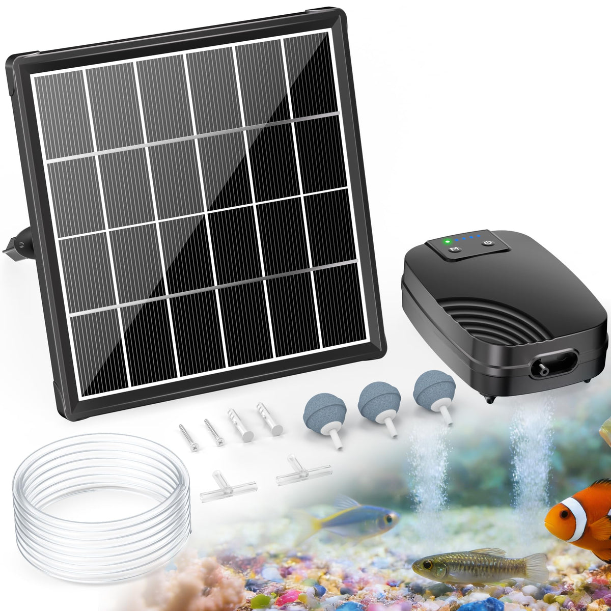 POPOSOAP 3W solar pond aerator with independent panel for safe outdoor use and continuous aeration.