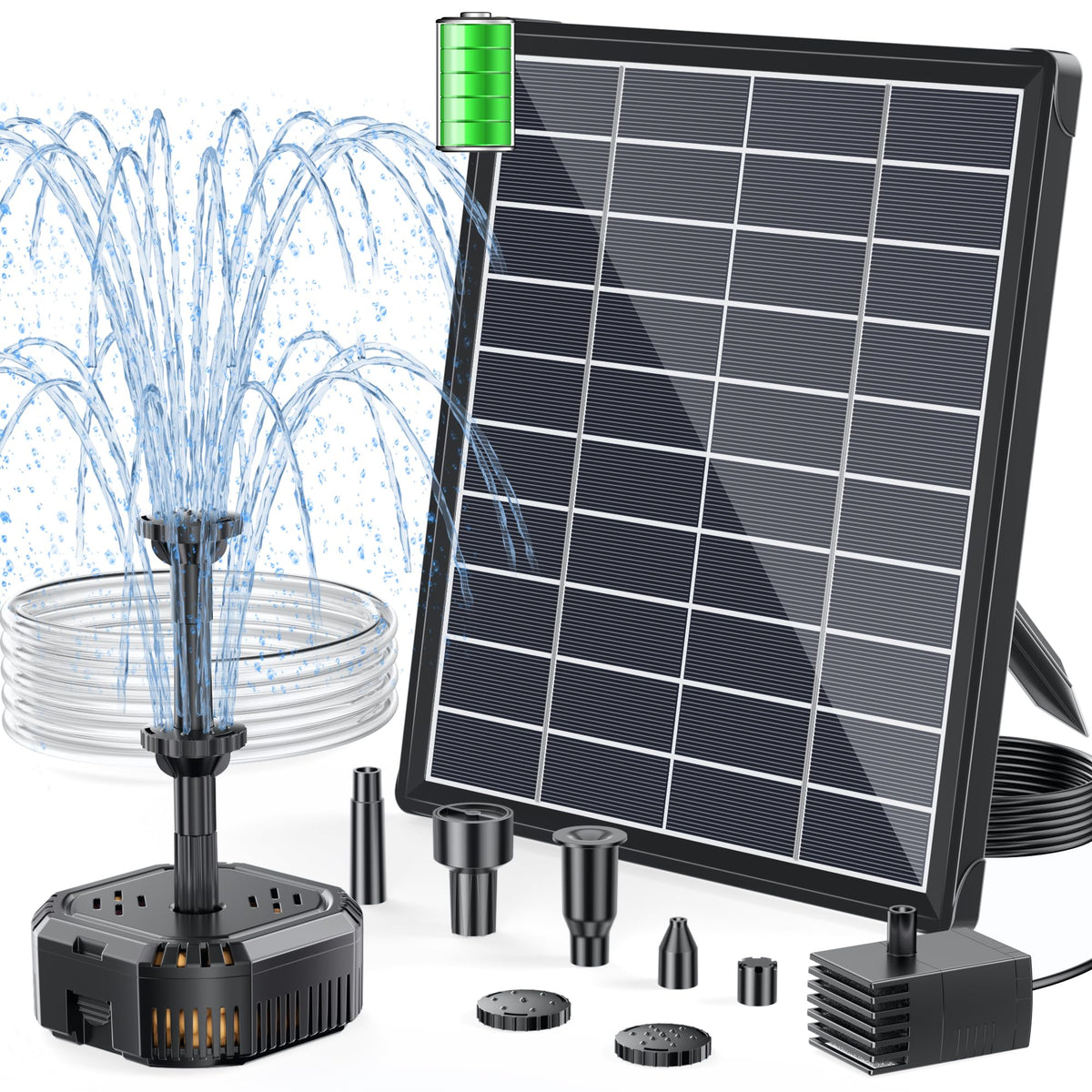 POPOSOAP 6.5W solar pump with filter box keeps pond water clearer.