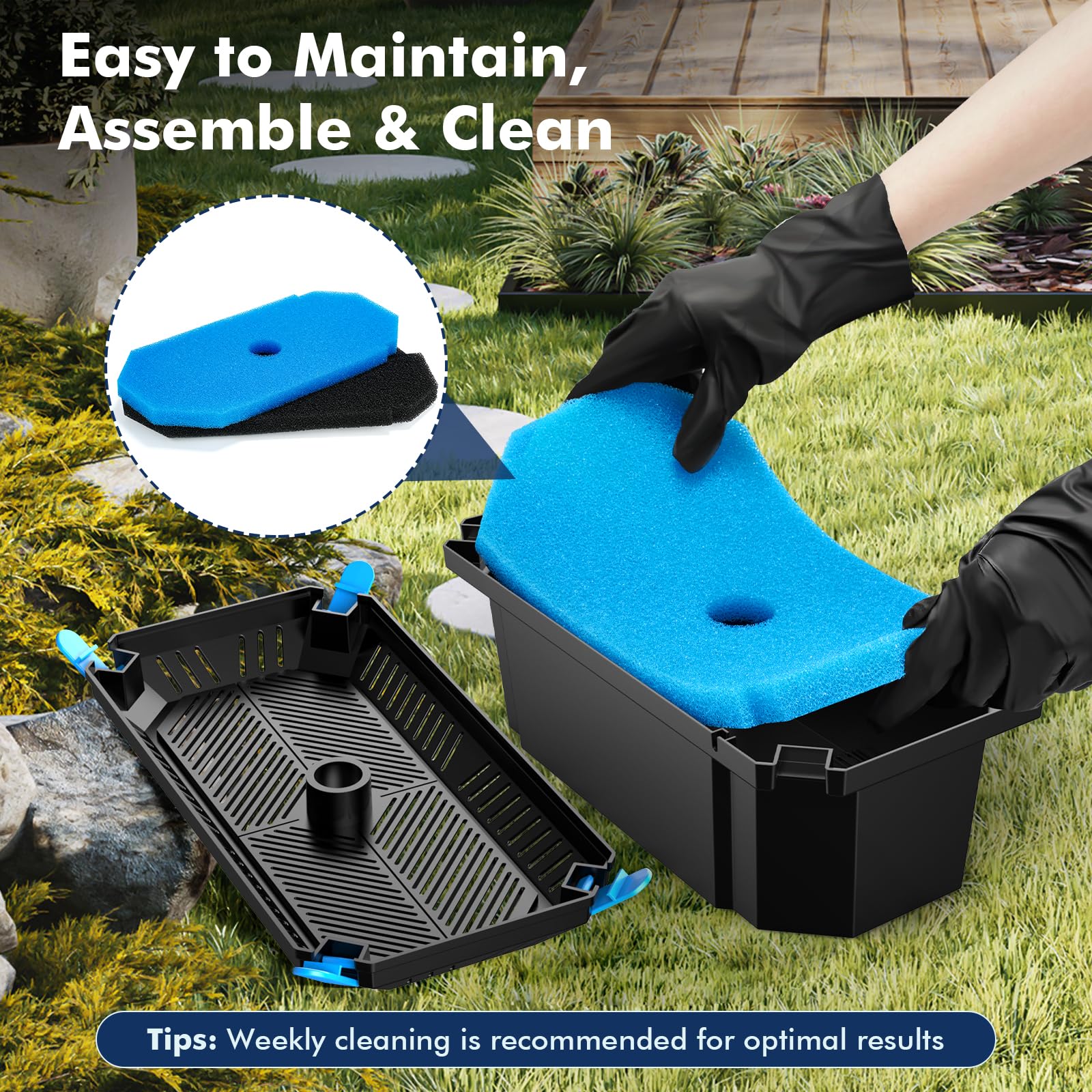 POPOSOAP bio-balls provide additional biological filtration for clearer pond water.