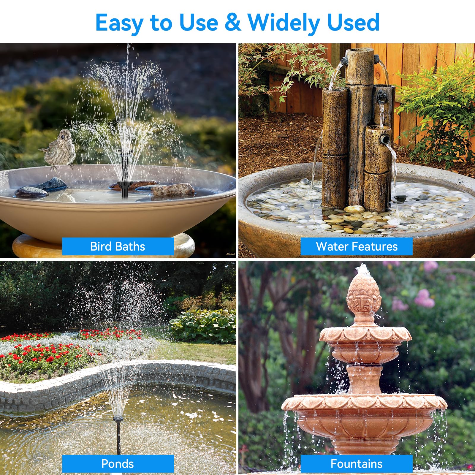 POPOSOAP bird-friendly fountain ideal for bath, drink, and splash
