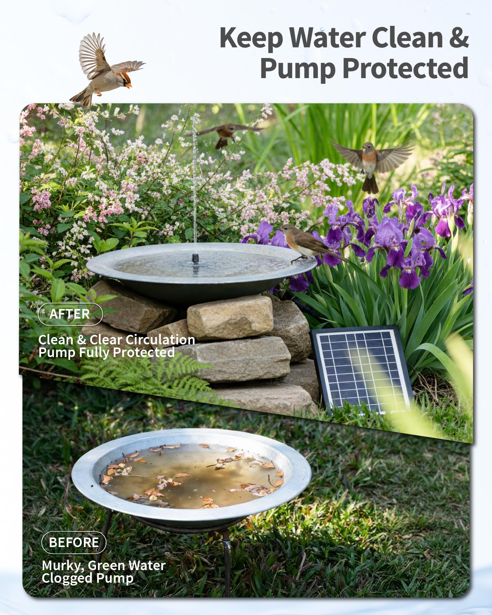 POPOSOAP filter box with ceramic balls clarifies water and reduces debris.