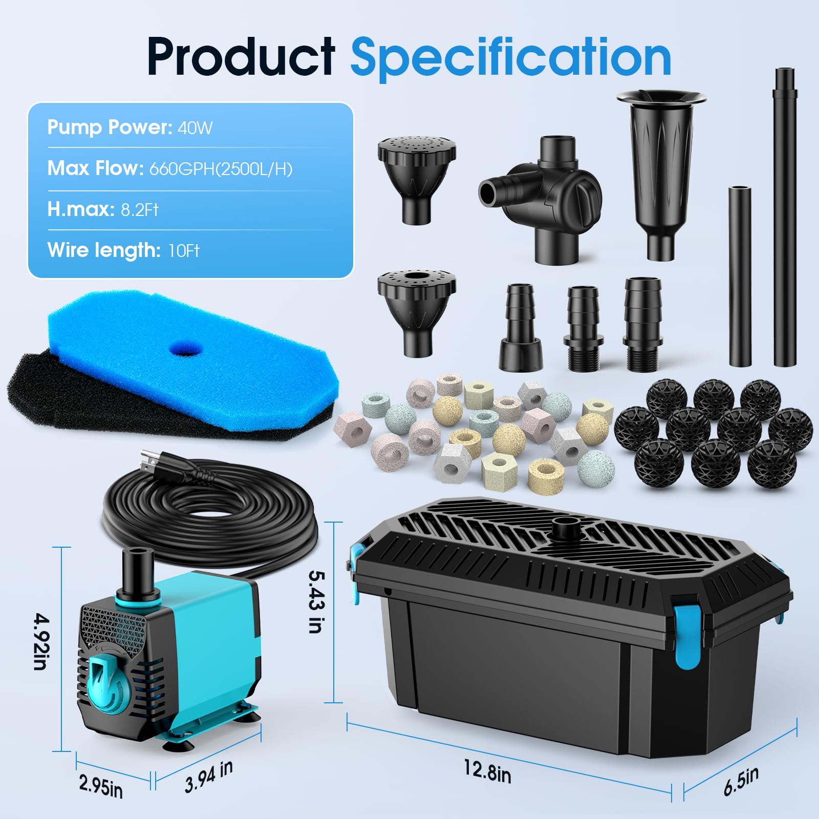 POPOSOAP filter media balls improve filtration surface area.