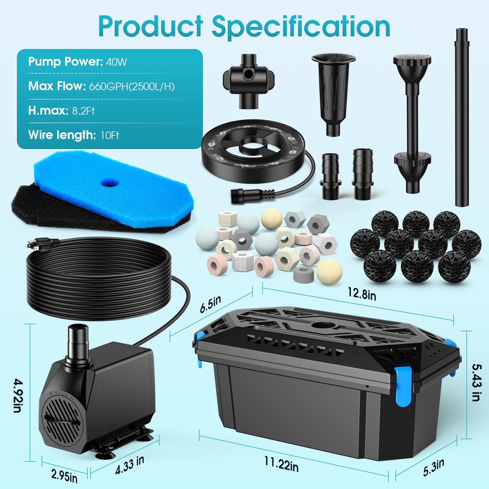 POPOSOAP filter pads, balls, and bio‑ceramic rings polish water efficiently.
