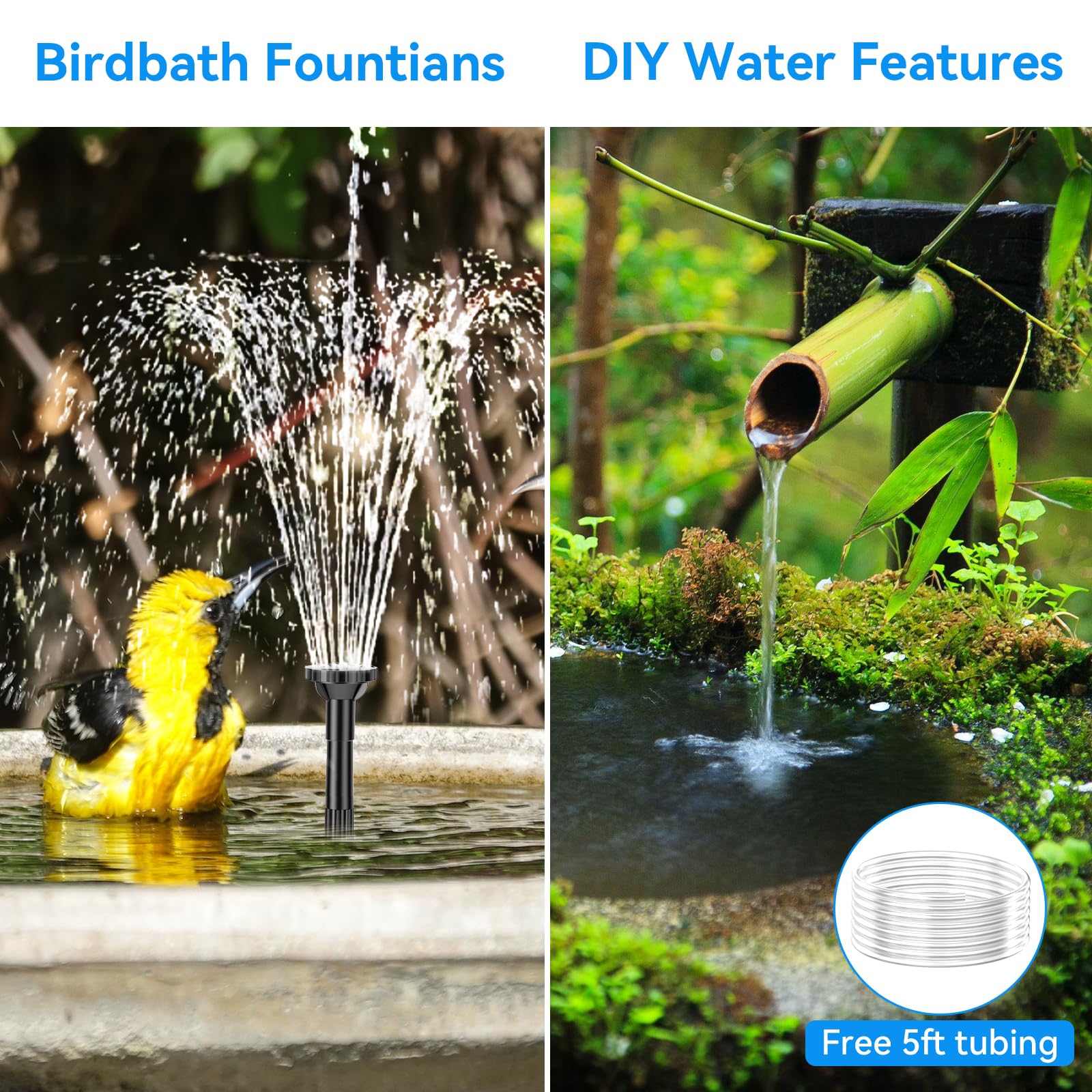 POPOSOAP five-foot tubing enables waterfalls, streams, and more.