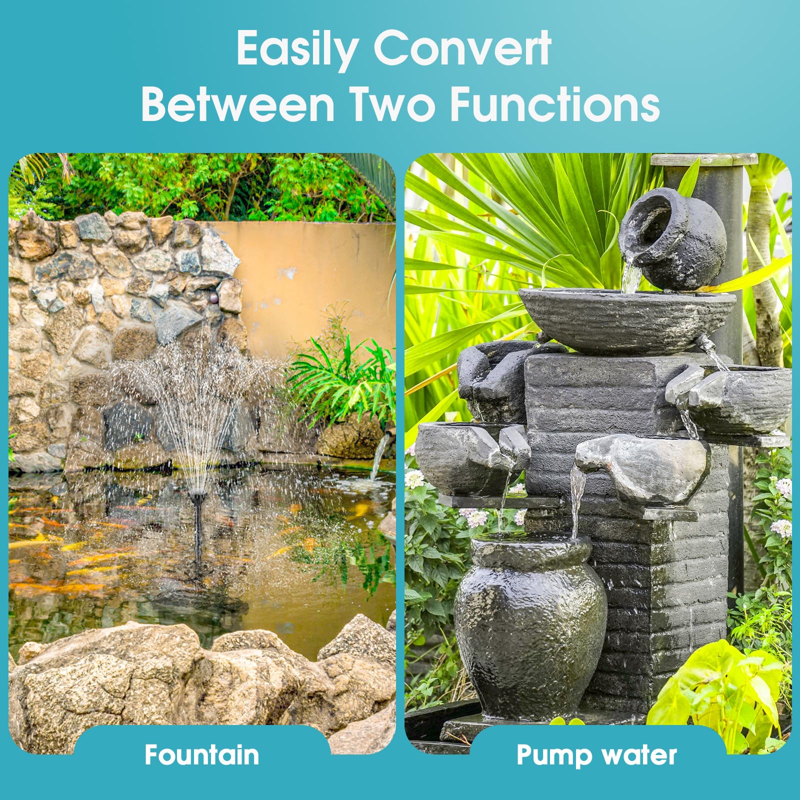 POPOSOAP fountain kit with nozzles and diverter for custom displays.