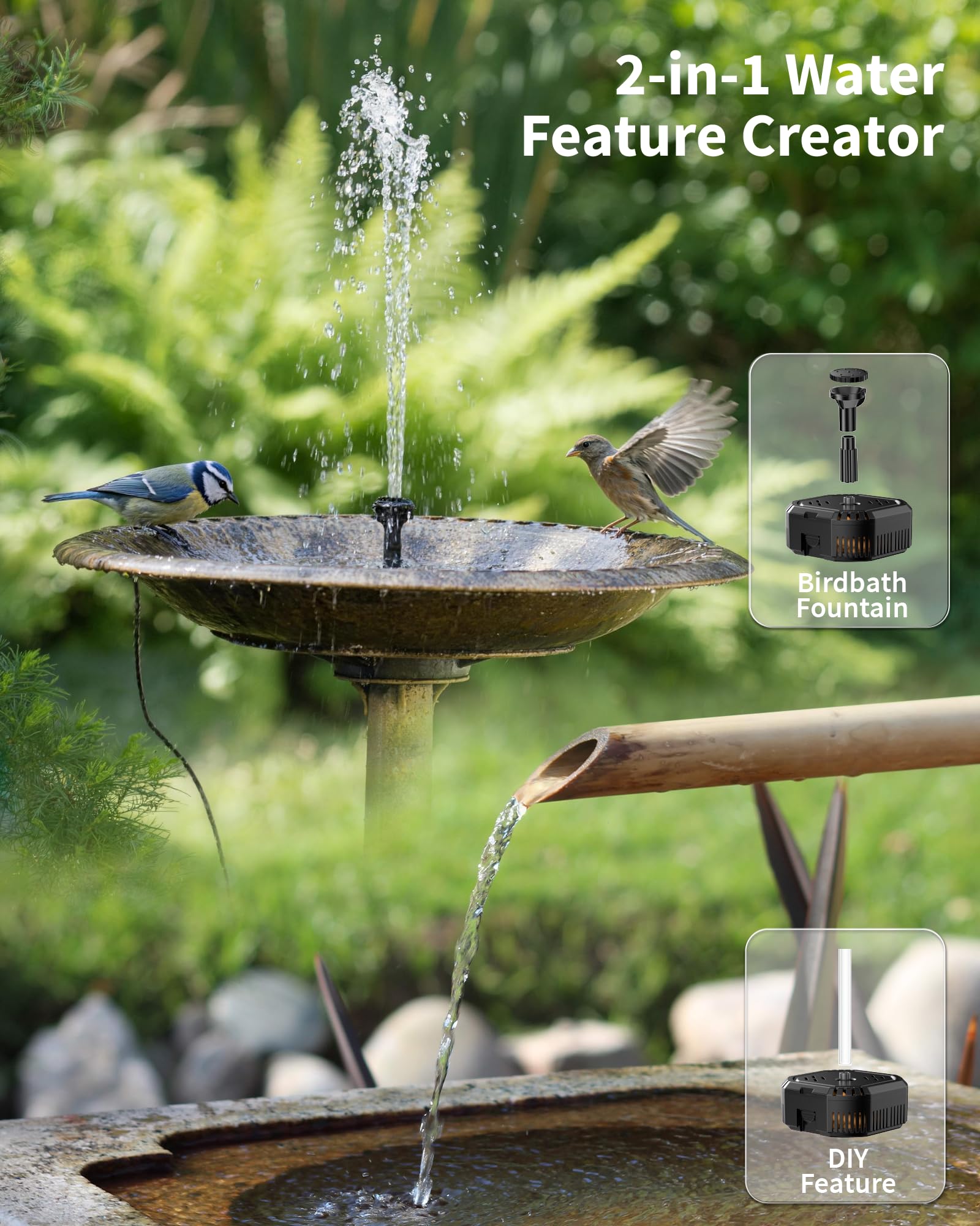 POPOSOAP fountain nozzles set offers versatile spray patterns.