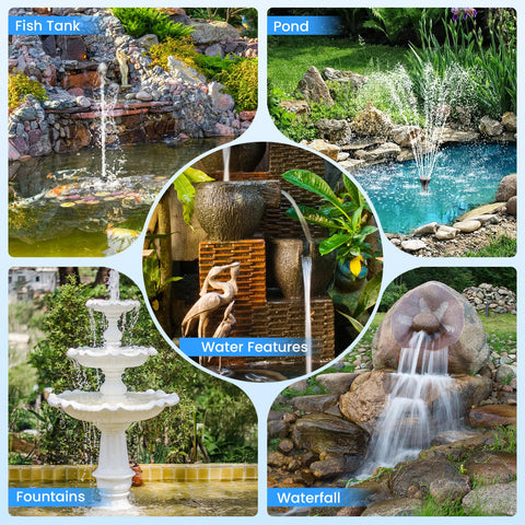 POPOSOAP-fountain-nozzles create decorative water features for ponds.
