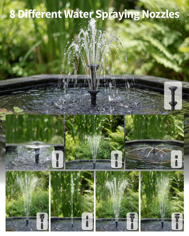 POPOSOAP nozzles set provides varied fountain patterns.