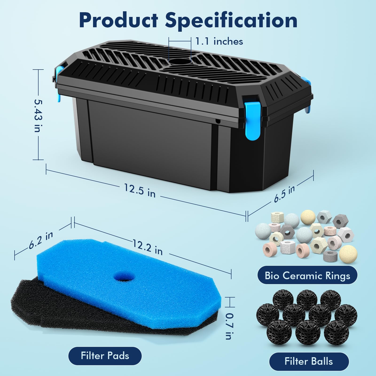 POPOSOAP pond filter box easy maintenance clips simplify lid removal for cleaning.