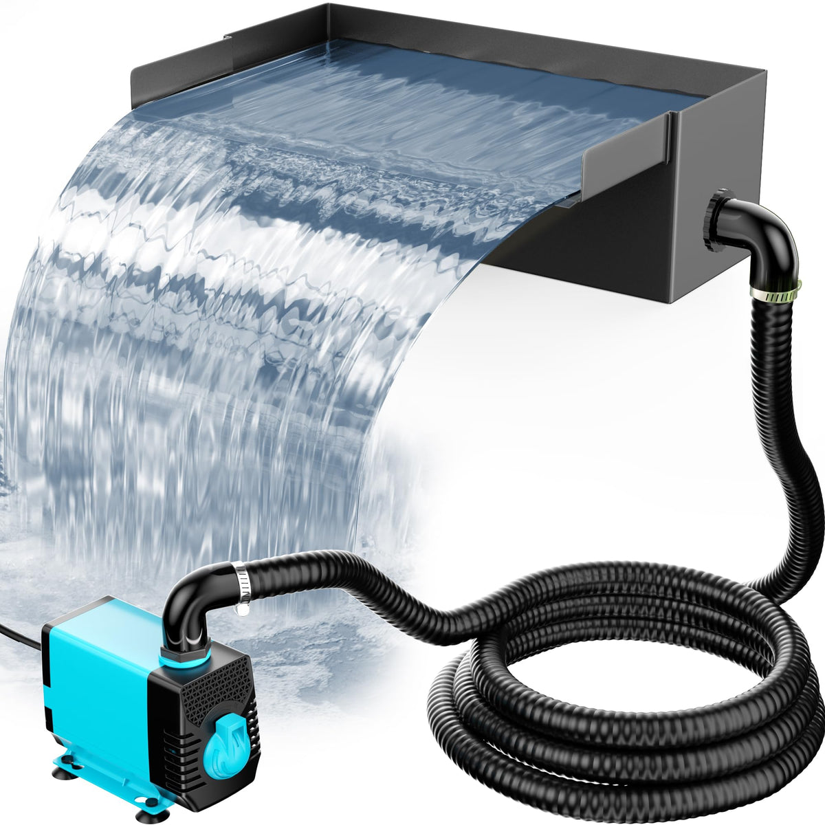 POPOSOAP pond waterfall box 12-inch shine boosts outdoor water feature ambiance.