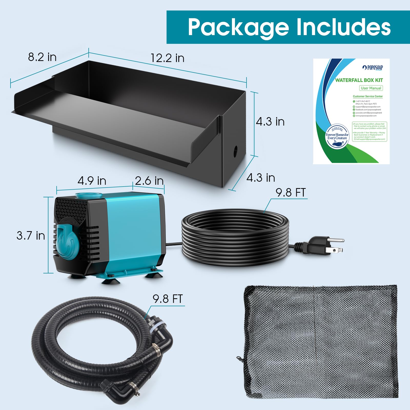 POPOSOAP PU corrugated tubing 9.8ft flexible, sun-resistant for durable setup.