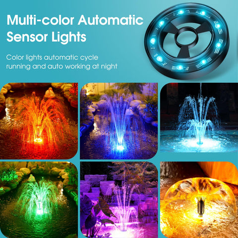 POPOSOAP RGB LED lights available dusk activation for ambient pond color.