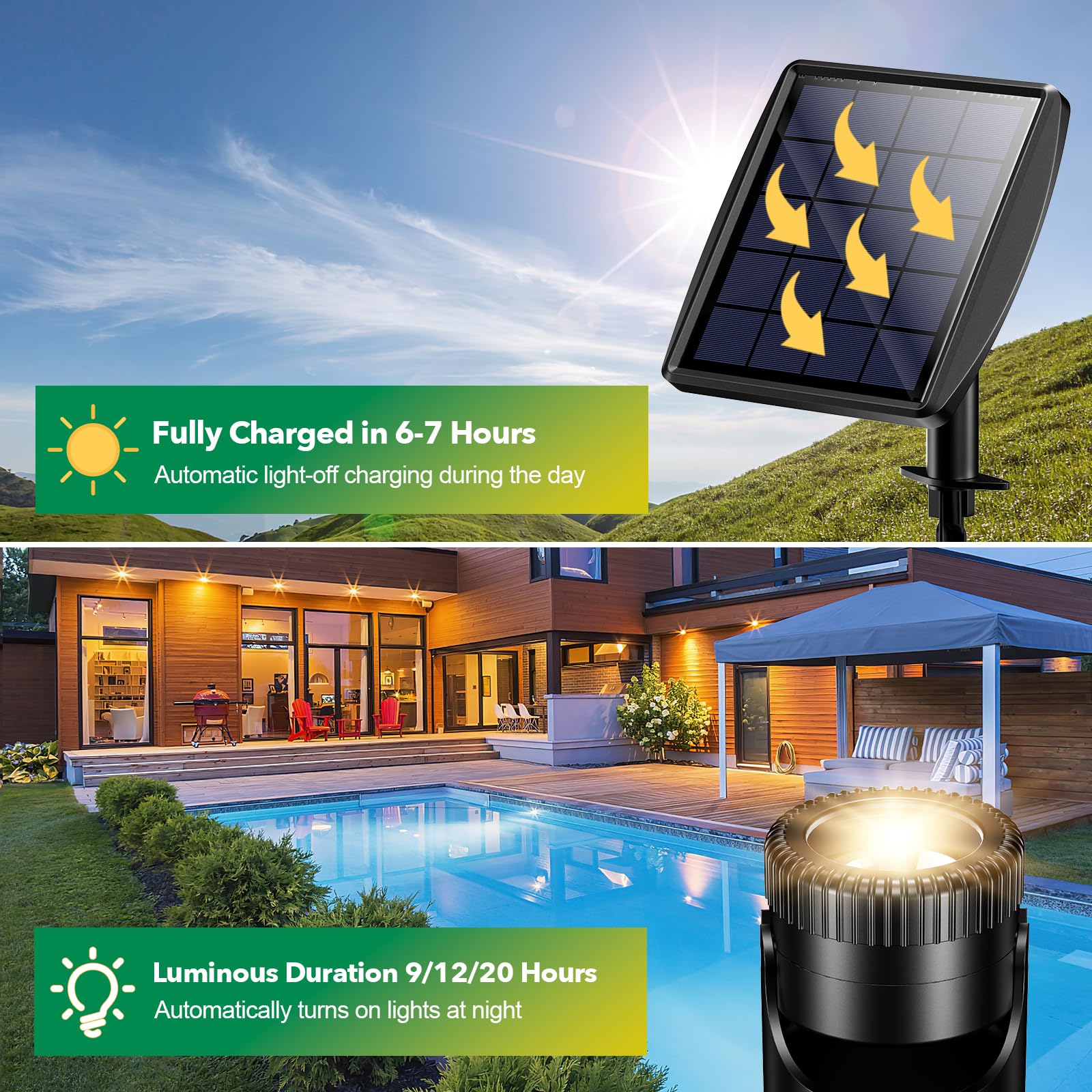 POPOSOAP lights with multiple brightness modes for flexible pond lighting.