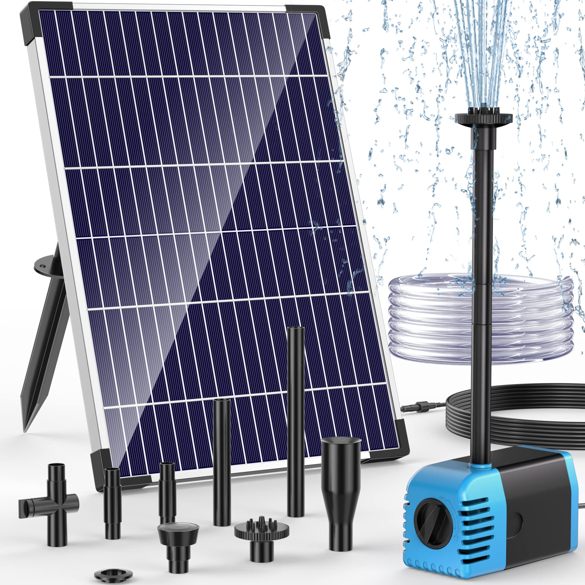 POPOSOAP solar pump 12W in action, gentle pond fountain.