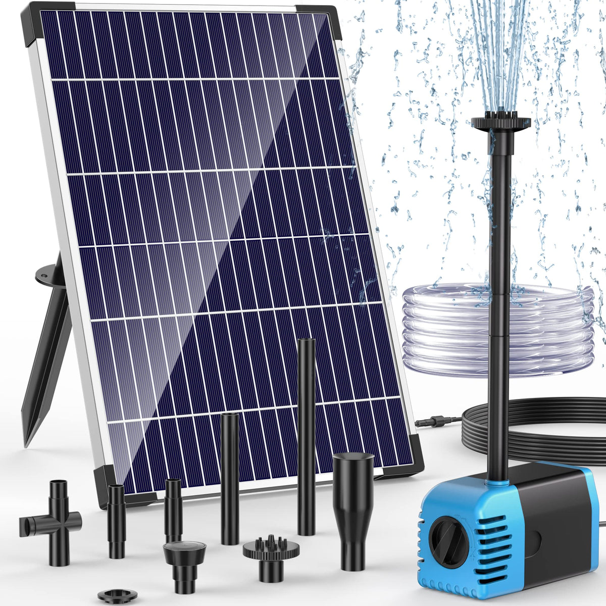 POPOSOAP solar pump 12W in action, gentle pond fountain.