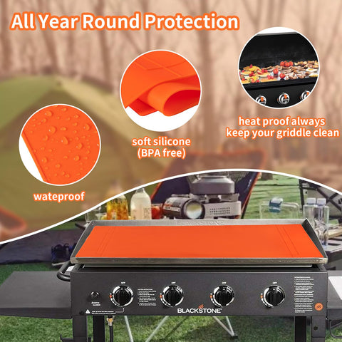 POPQEEN cuttable silicone griddle mat 30in fit guards grill during storage
