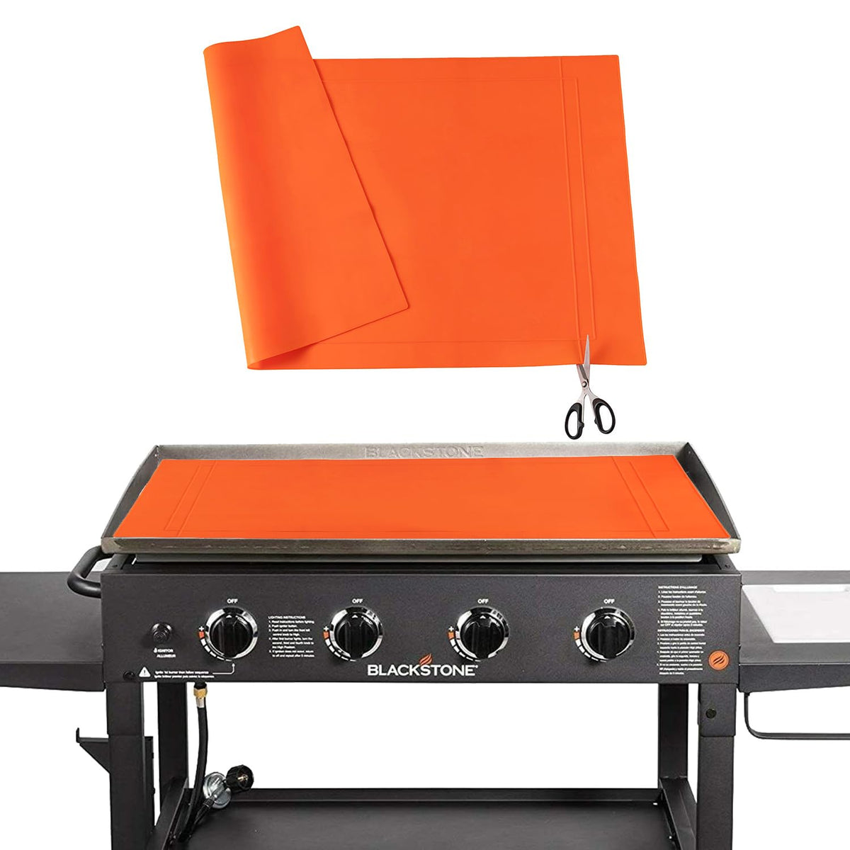 POPQEEN cuttable silicone griddle mat 36in fit shields Blackstone from debris