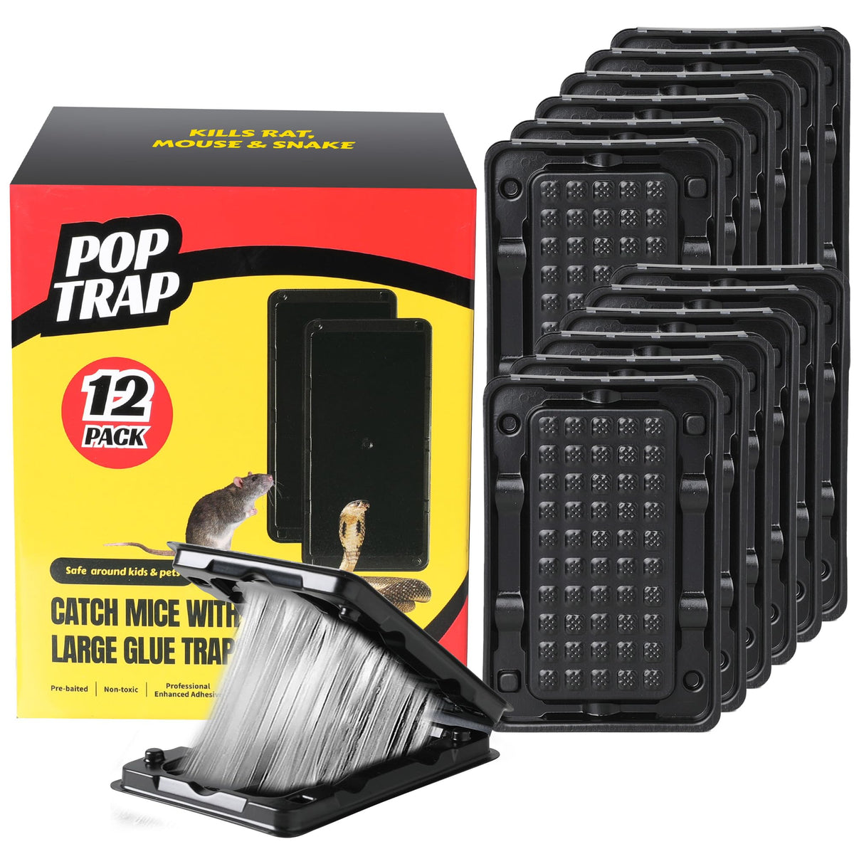 POPTRAP Rat Trap with ultra-strong glue for secure capture in tough spots.