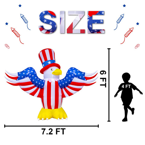 Poptrend bald eagle inflatable with built-in LEDs enhances nighttime yard visibility.