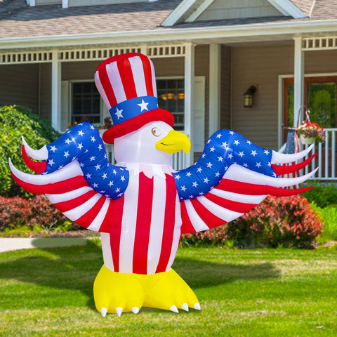 Poptrend easy setup inflatable with blower and stakes for secure yard display.