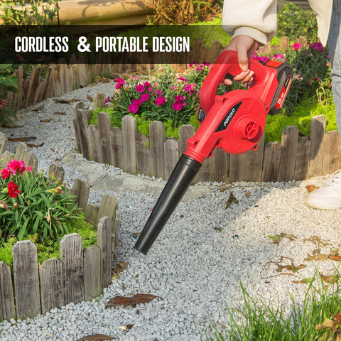 POPULO 20V mini blower in use on patio for quick sweep