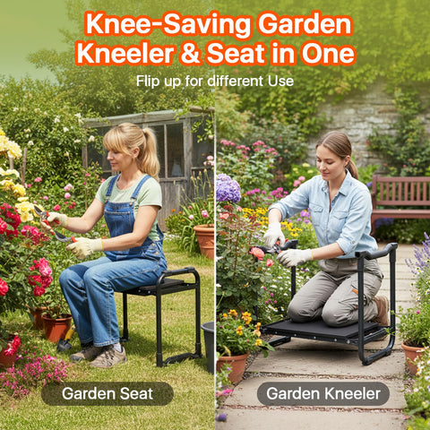 Poraise Garden Kneeler and Seat 2-in-1 design for seating or kneeling.