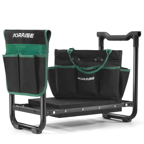 Poraise Garden Kneeler and Seat folded for compact storage and portability.