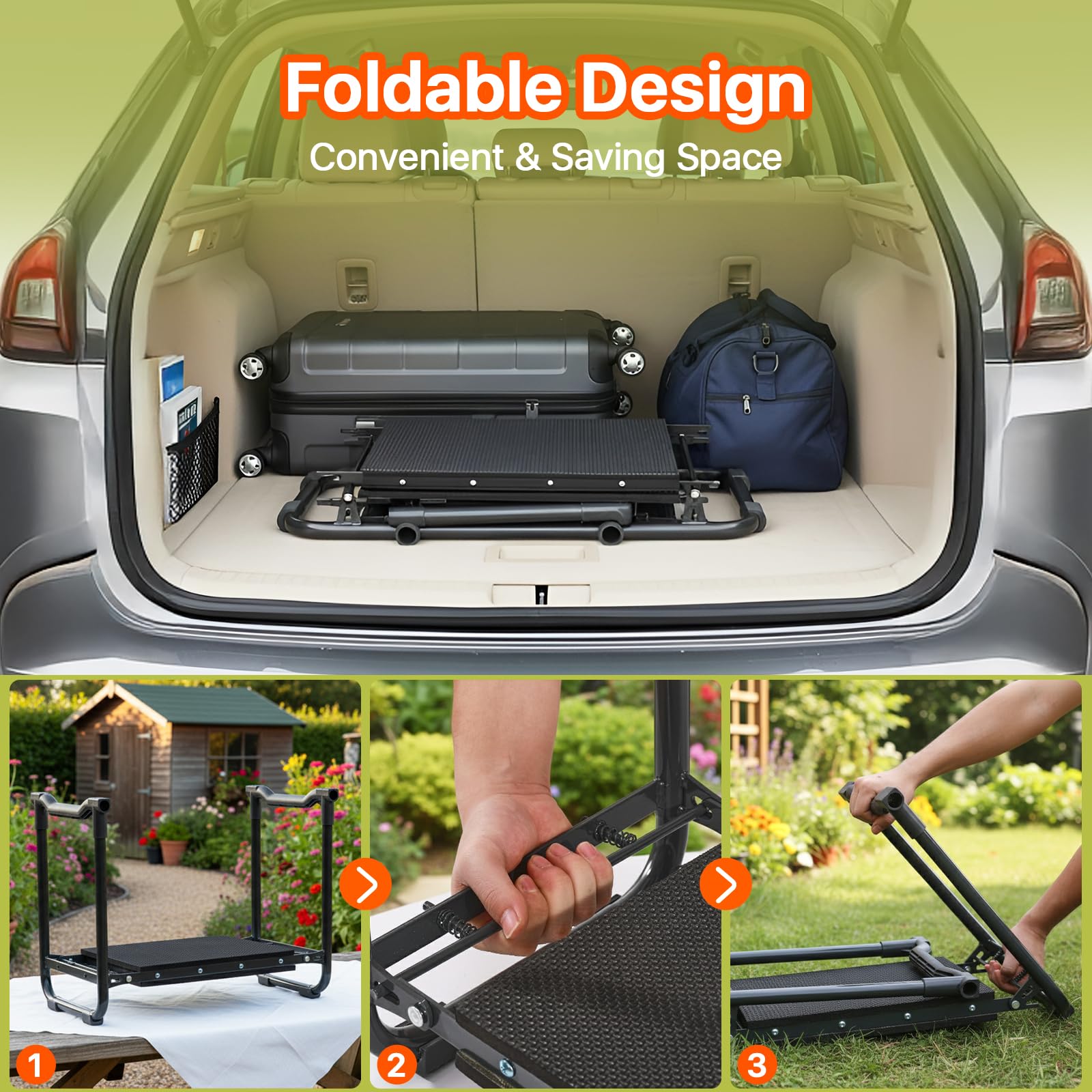 Poraise Garden Kneeler and Seat wide 10.2-inch kneeler seat for comfort.