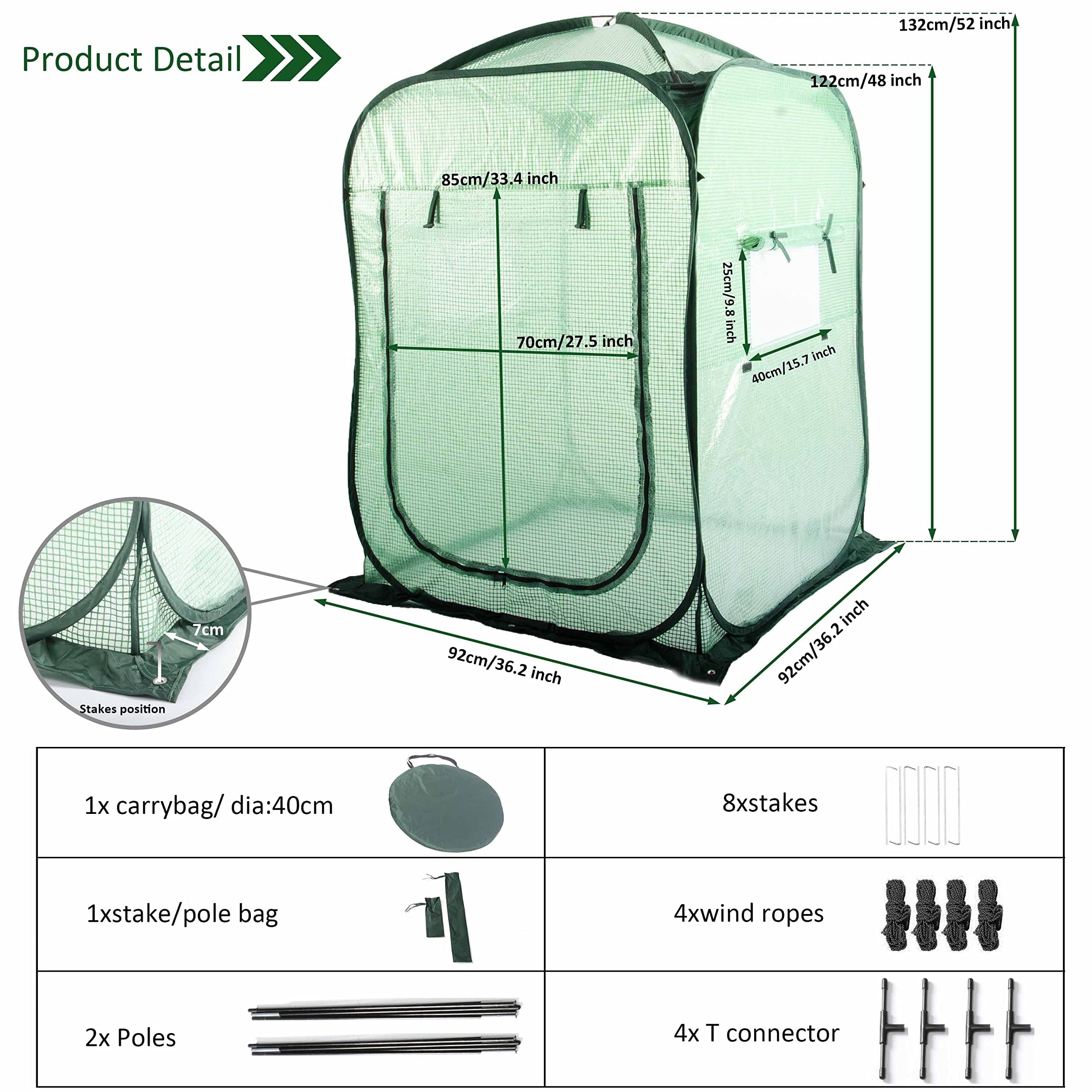 Porayhut pop up greenhouse entrance open enables easy access to large pots.