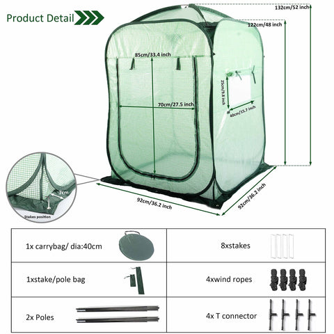 Porayhut pop up greenhouse entrance open enables easy access to large pots.