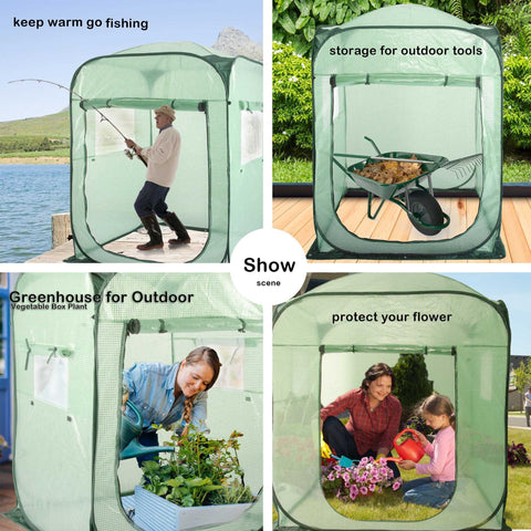 Porayhut pop up greenhouse folded travel size stores compactly.