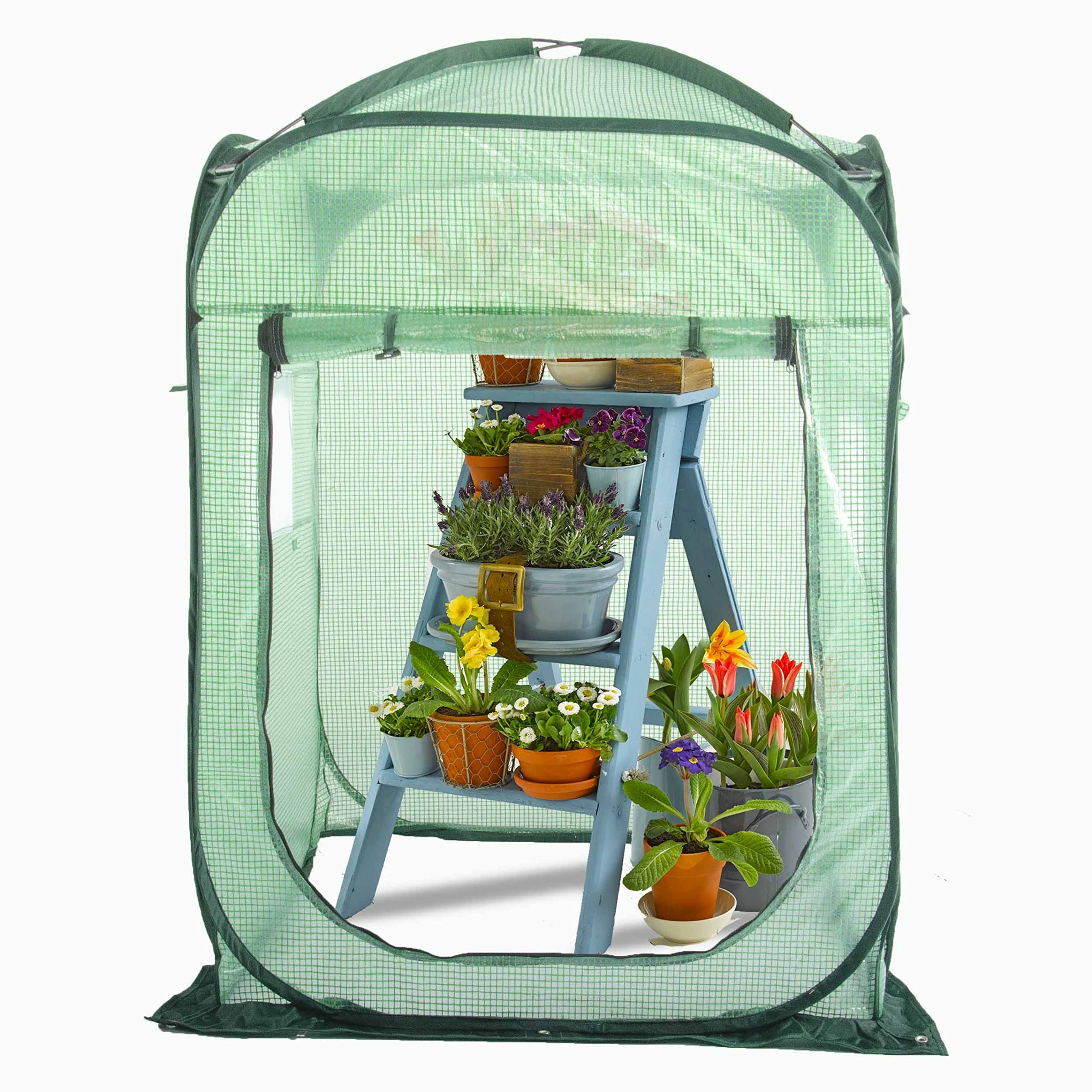 Porayhut pop up greenhouse front view showcases spacious walk-in design for easy plant care.