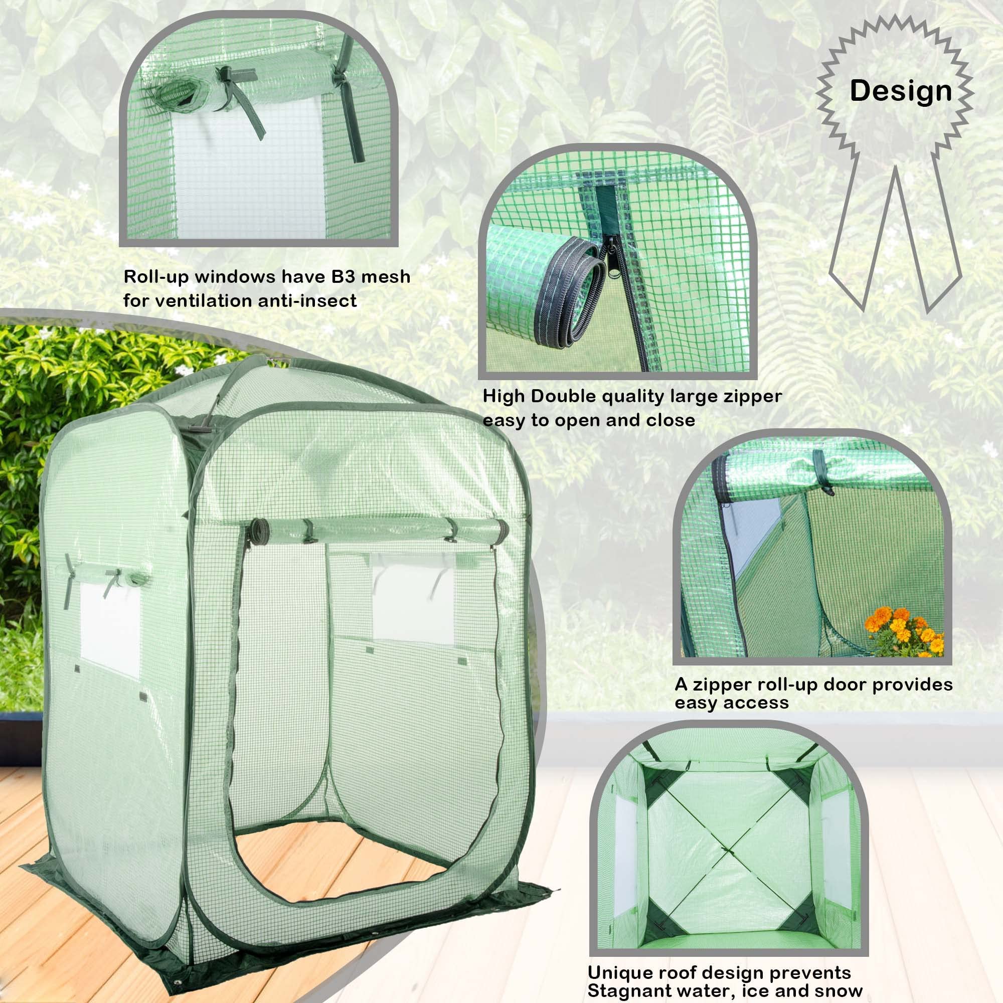 Porayhut pop up greenhouse ventilation windows promote airflow and plant comfort.