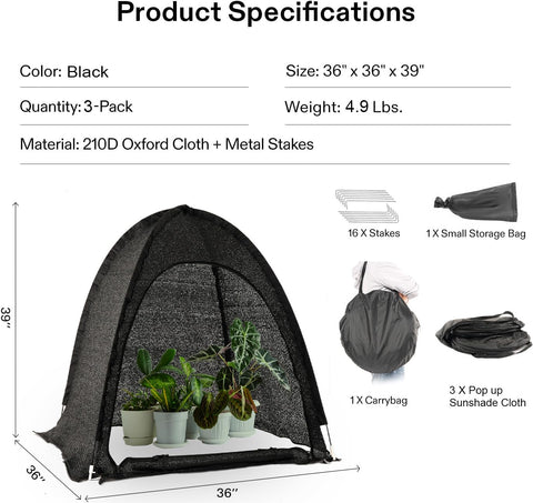 Porayhut pop-up sunshade 36x36 size for compact pots