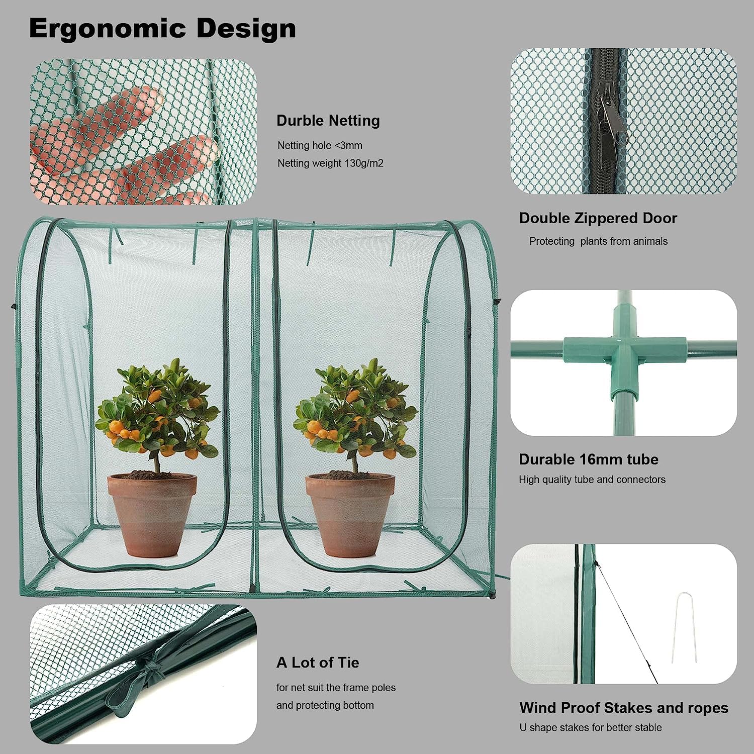 Porayhut sturdy frame with dual doors for wind-stable garden protection