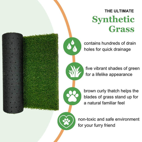 Porch Potty dog grass with drainage hole reduces moisture buildup.