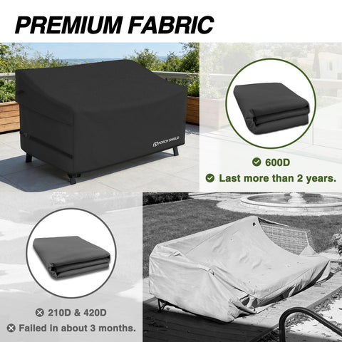 Porch Shield air vents reduce internal condensation for drier cushions.