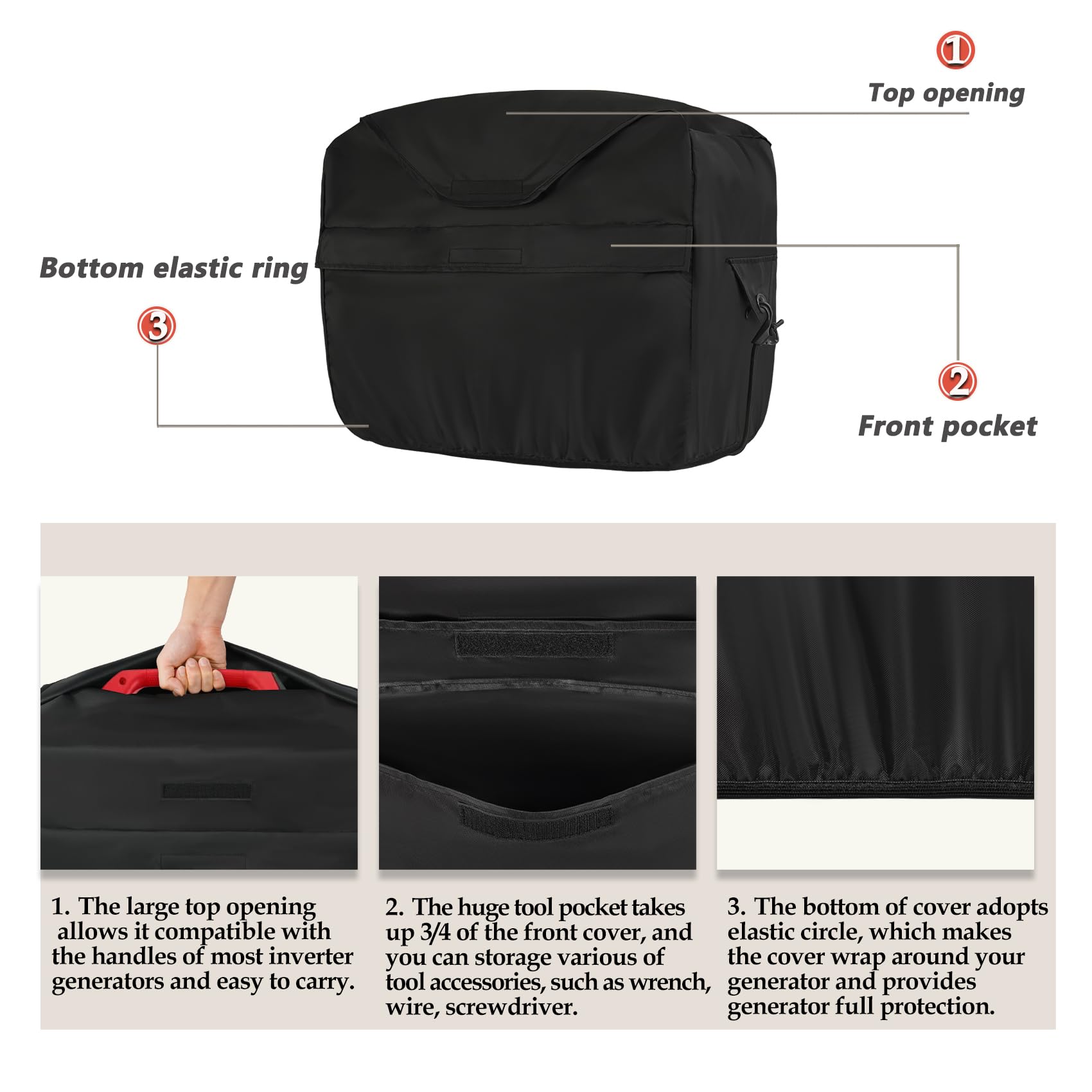 Elastic bottom rings stabilize cover for windy conditions