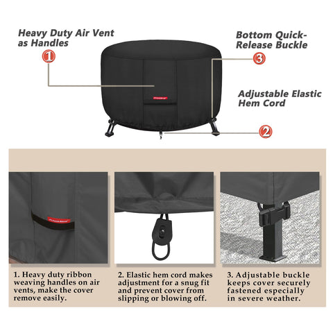 Porch Shield fire pit cover ventilaciones de aire reducen condensación
