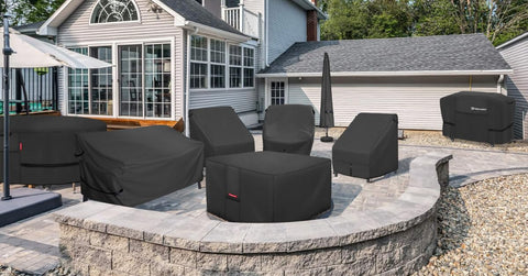 Easy-on/easy-off handles on Porch Shield cover simplify outdoor setup.