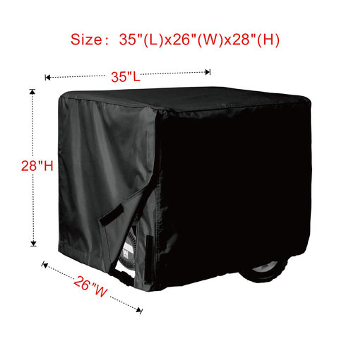 Porch Shield side view shows snug, wind-resistant fit for generators