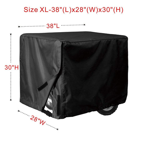 Porch Shield generator cover side view shows weatherproof material and secure fit
