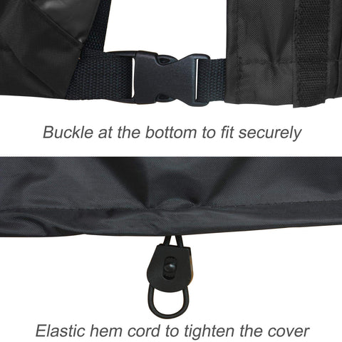 Porch Shield generator cover wind-fit with elastic hem cord for windy days
