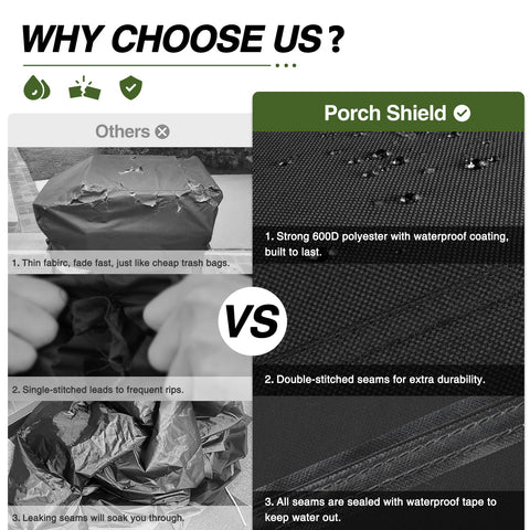 Porch Shield griddle cover with adjustable straps for a snug fit against wind.