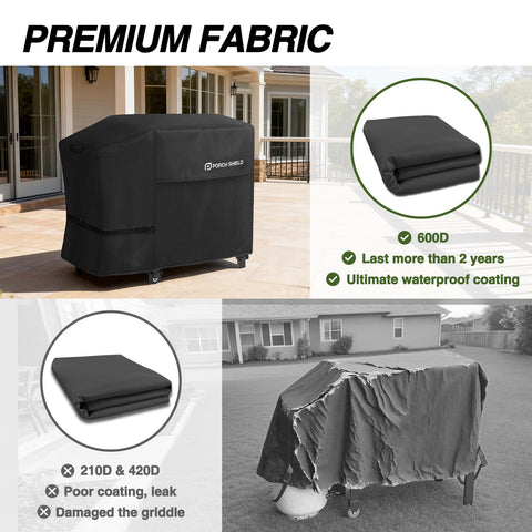 Porch Shield griddle cover handles simplify installation and removal.