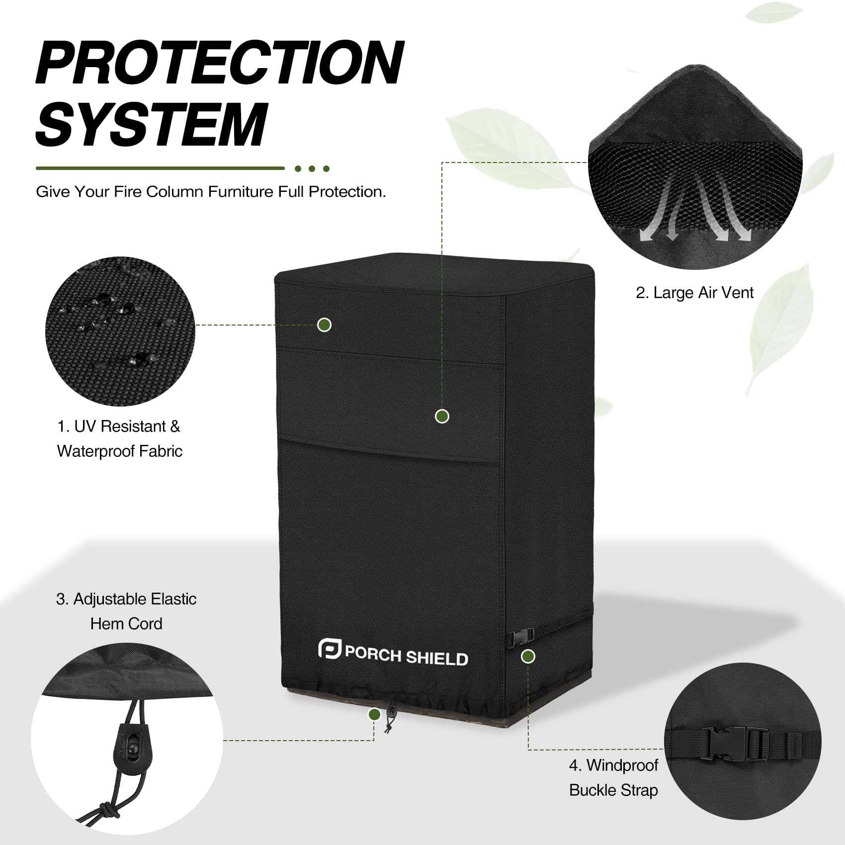 Porch Shield large air vent promotes airflow and moisture reduction.